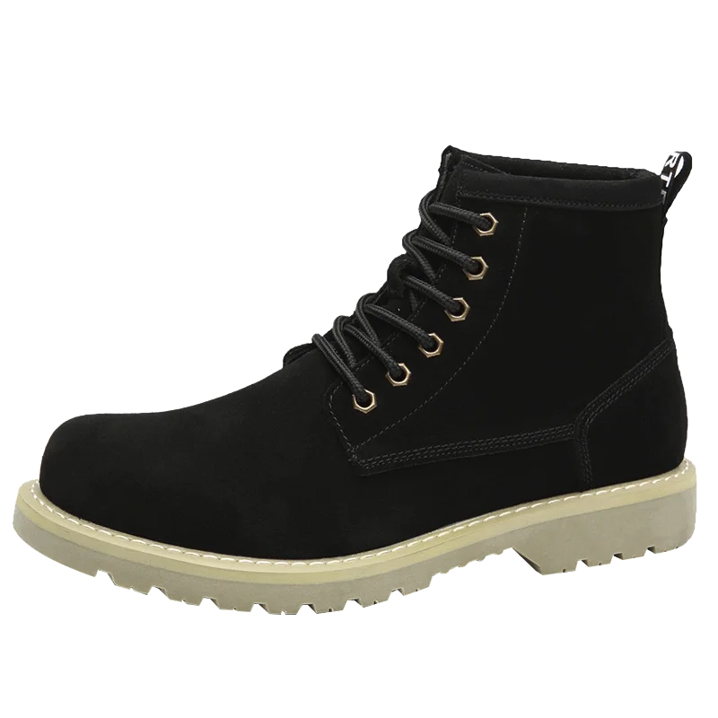 black boots KATESEN/мужские ботинки; очень теплые зимние качественные мужские ботинки из замши; плюшевые зимние ботинки на меху; зимняя обувь на меху для мужчин; уличные ботинки - Цвет: black boots