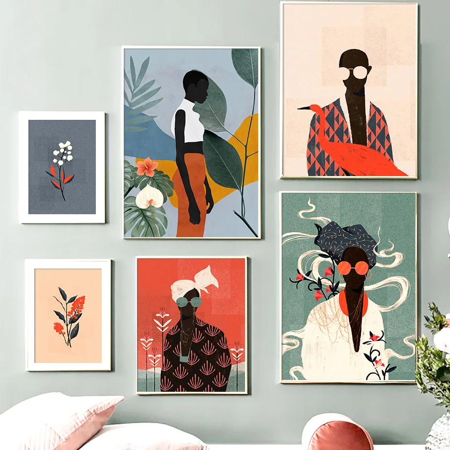 Abstract-Fashion-Vintage-Girl-Flower-Leaf-Wall-Art-Canvas-Painting-Nordic-Posters-And-Prints-Wall-Pictures (2)