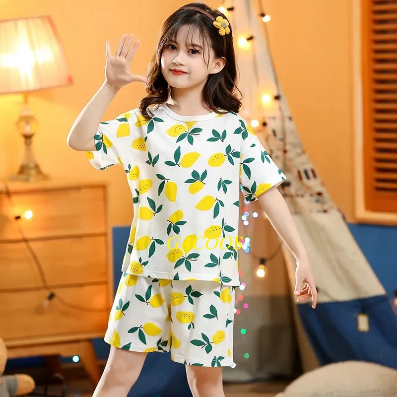 Kids Pajamas Set Kids Pajamas Pajama Sets Kids Clothing Set Teens Baby Girl Pajamas Summer Short Sleeved Cotton Pyjamas For Kids 4 6 8 10 12 14 Years