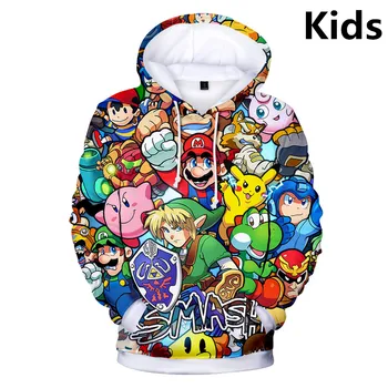 

3 To 14 Years Kids Hoodies Super Smash / Pokemon / Pikachu 3D Print Hoodie Sweatshirt Boy Girl Cartoon Jacket Coat Teen Clothes