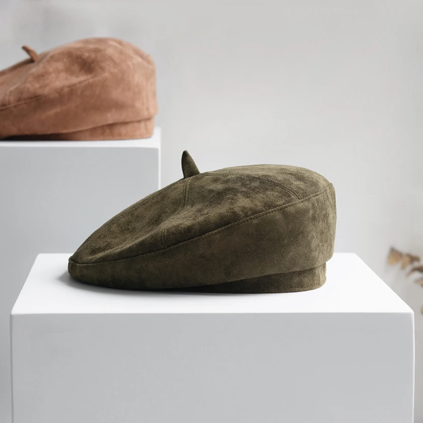 

High-grade Women Deer Velvet Berets Hats Retro Artist Casual Solid Color Autumn Girl Winter Hat Female Bonnet Cap Boina Feminino
