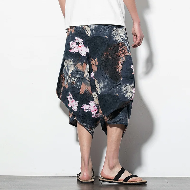 Chinese Style Summer 2019 New Men's Retro-printed Loose Seven-cent Pants Young Men's Wear Chinese Style Summer 2019 New Men's Retro-printed Loose Seven-cent Pants Young Men's Wear