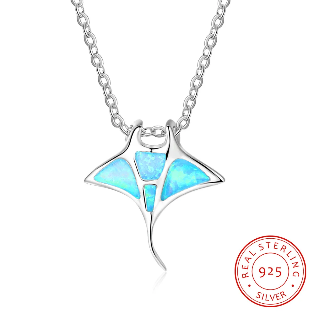 

Lam hub fong Accessories Oceans Series Japan Artificial Opal Whale Necklace 925 Silver Ne102099