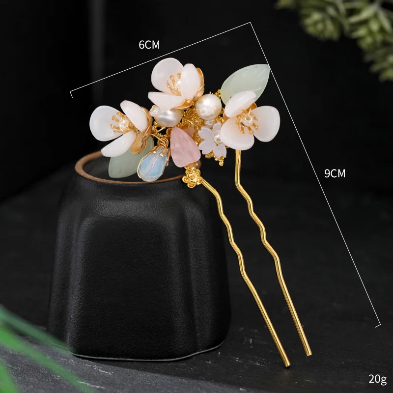 Hair Accessory Pearl Hairpins Hair Stick Jewelry Accessories Vintage Hairpin Forks Hair Jewelry For Women Handmade U-shaped Pearl Flower Hair Stick Bride Wedding Accessories Jewelry