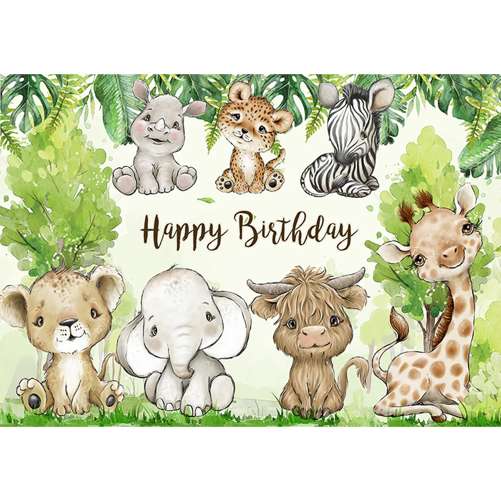 Leyiyi 15 x 10 ft Let´s GET Wild HE is Turning ONE Backdrop Jungle Large  Fabric Safari Animals Lion Theme Party Funny Cartoon Forest Banner for B  セールショップ