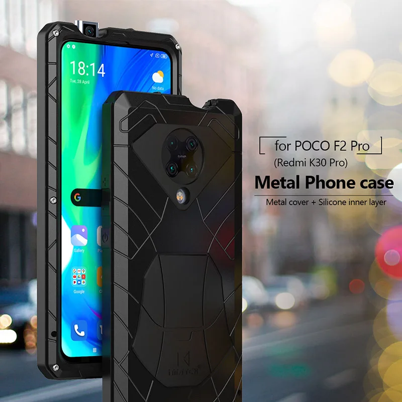 Чехол для телефона Xiaomi Mi POCO F2 Pro Redmi K30 жесткий алюминиевый металлический