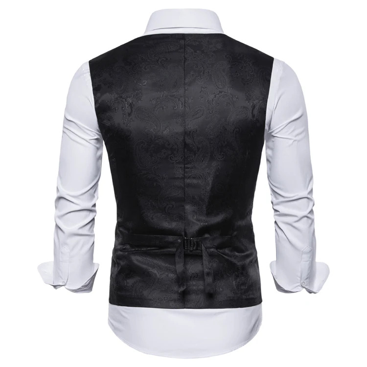 Осень модный жилет для отдыха мужской большой размер v-образный вырез безупречный цвет мужской двубортный костюм жилет