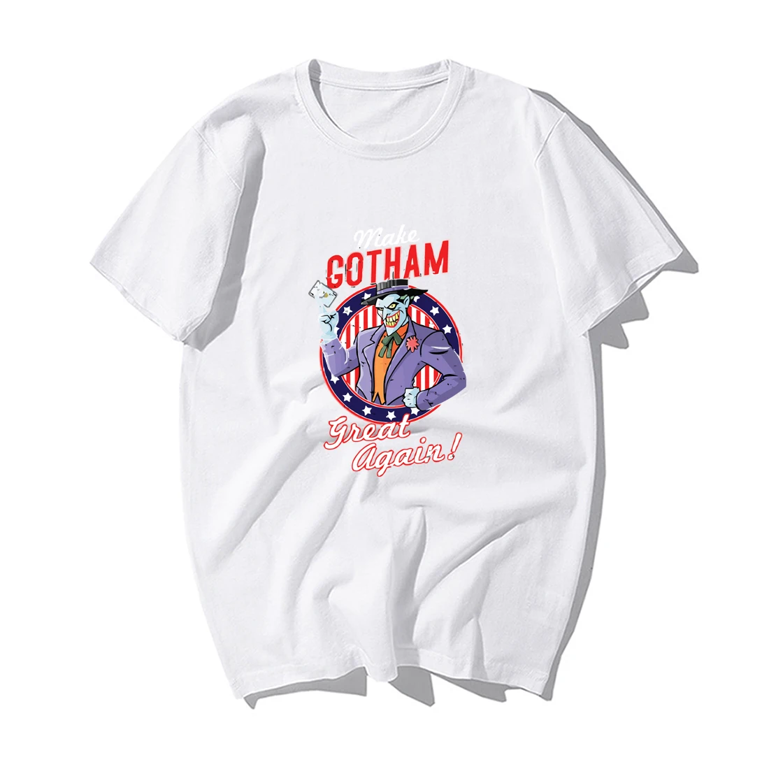 Забавная Футболка Джокер, Мужская футболка Make Gotham Great Again, модные летние повседневные топы, хлопковые футболки с коротким рукавом, топы - Цвет: White 6