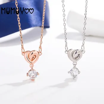 

High-quality fashion tender love rope knot women necklace tide round crystal heart-shaped collarbone chain female jewelry.