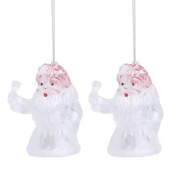

2pcs Led Lights Santa Plastic Decorative Small Gifts Luminescence Ornaments
