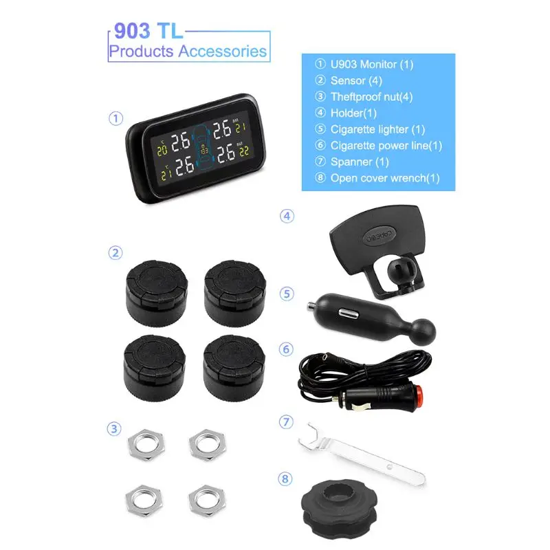U903 автоматический датчик давления в шинах 4 внутренних датчика s TPMS диагностический инструмент H4GC