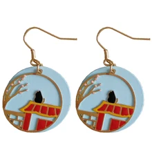 10 пара/лот, модные ювелирные изделия, золотые металлические эмалированные серьги в виде кролика кота