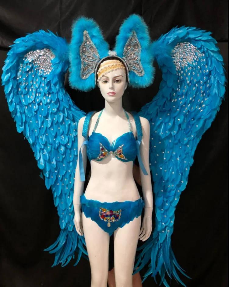 Latin dance Samba accessories Fashion exquisite headdress feathers Delicate dance shows accessories Samba clothing - Цвет: Небесно-голубой