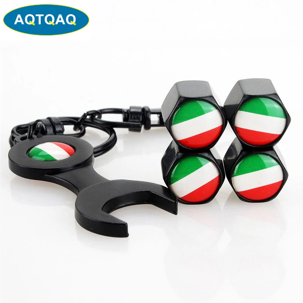 

4Pcs/Set Classic Italian Flag Anti-theft Chrome Car Wheel Tire Valve Stem Cap For Car/Motorcycle,Air Leakproof And Protection Yo