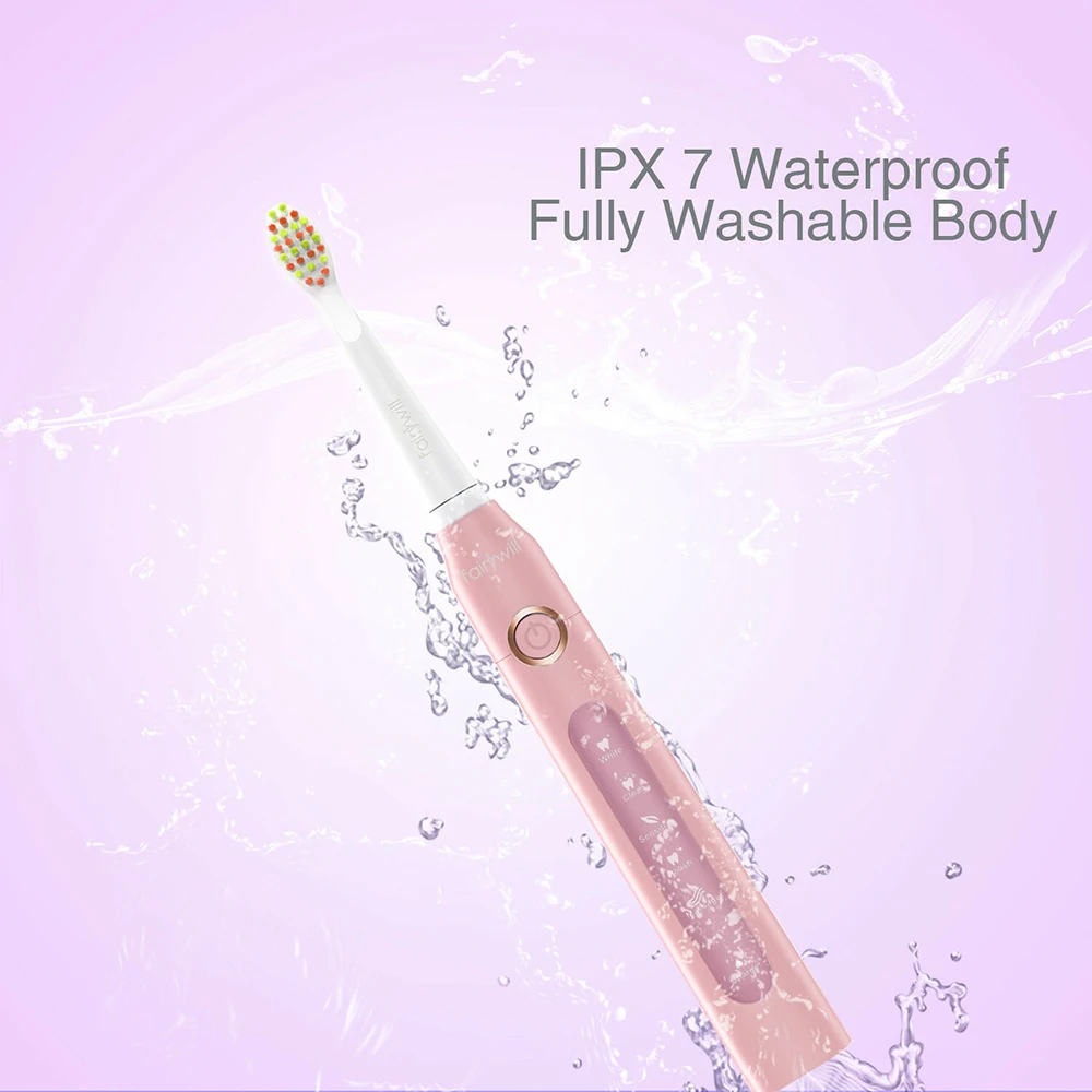 Fairywill Ultrasonic Automatic Tooth Brush Rechargeable Waterproof IPX7 Timer 5 Modes 3 Brush Heads Electric Toothbrush FW-507 Fairywill Ultrasonic Automatic Tooth Brush Rechargeable Waterproof IPX7 Timer 5 Modes 3 Brush Heads Electric Toothbrush FW-507