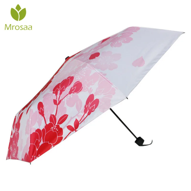 Paraguas plegable de flores de cerezo mujer protección solar Anti-UV Parasol de niña de moda paraguas rojo prueba de viento impermeable - AliExpress