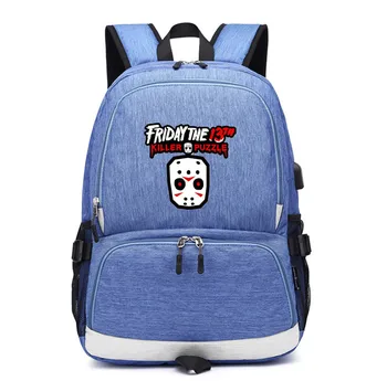 

Friday the 13th Jason Voorhees usb charging Backpack School Bag canvas shoulder bags Laptop travel bag rucksack