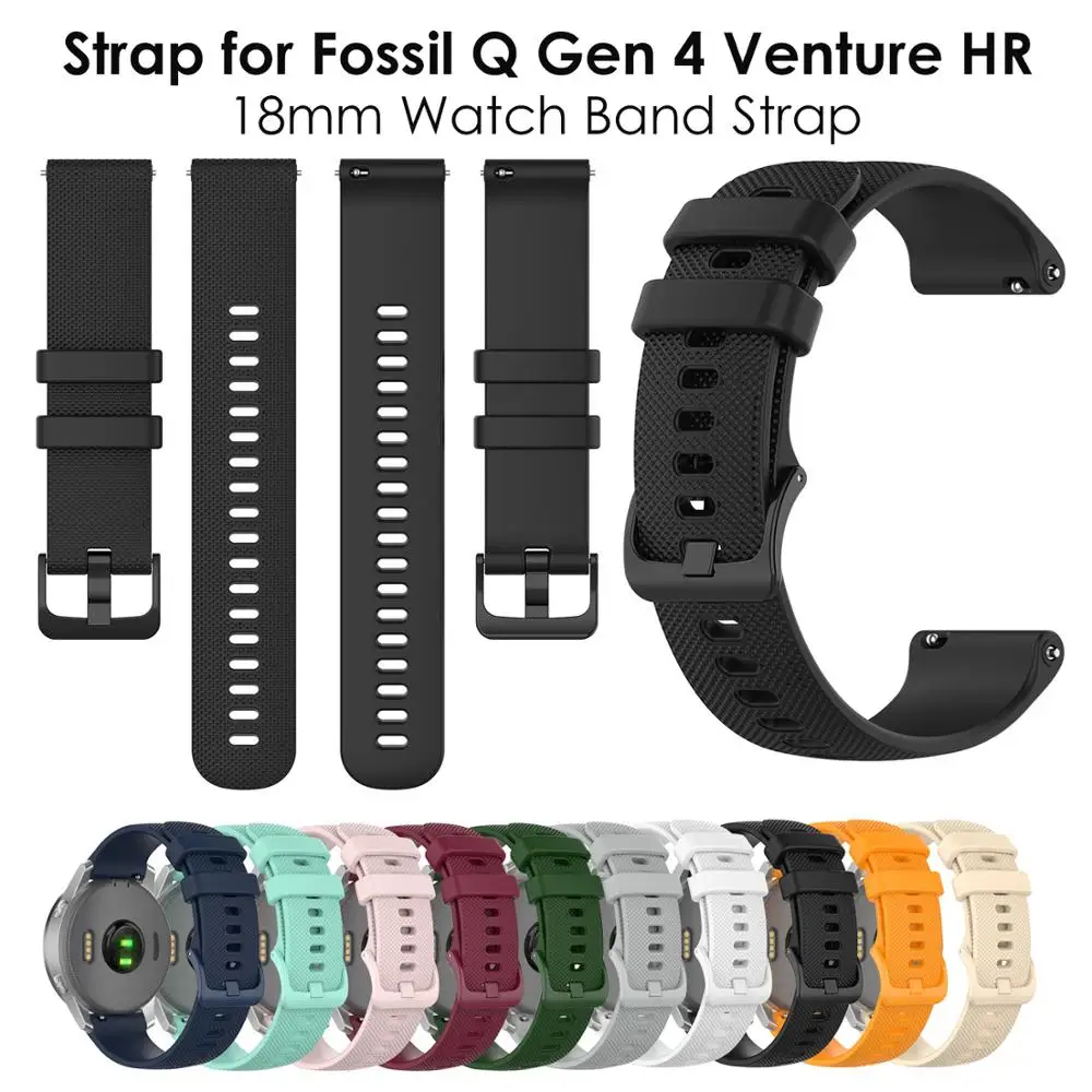 Ремешок для Fossil Q Venture Watch Band 18 мм черный быстросъемный браслет Gen 3 HR Women's 4 Sport |