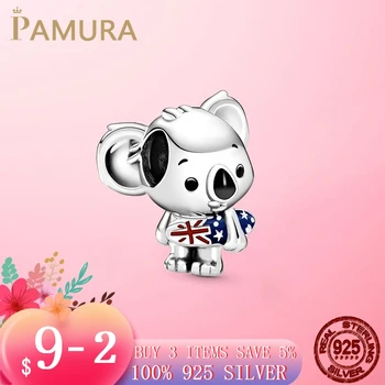 

2020 Summer Hot 925 Sterling Silver Australia Surfing Koala Charm Beads Fit Original Pandora Bracelets DIY Jewelry Making Gift