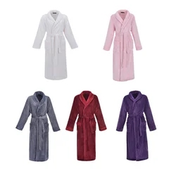 Flannel Bathrobe Autumn Winter Robe Men's Long Type Bathing Suit Hotel Bathrobe Women's Morning Gowns Pajamas Cotton Homewear