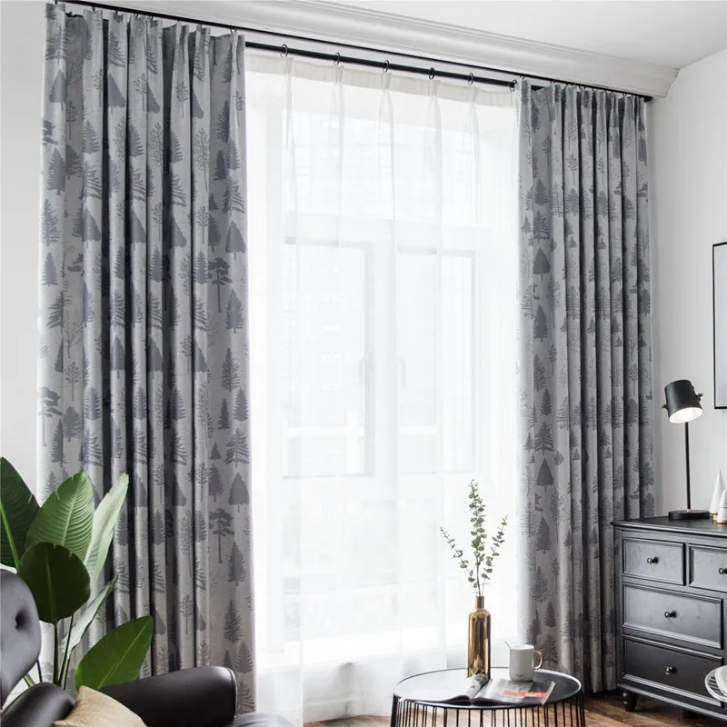 

2019 New European Cedar tree Style Design Curtain Fabrics For Window Balcony Living Room Curtains