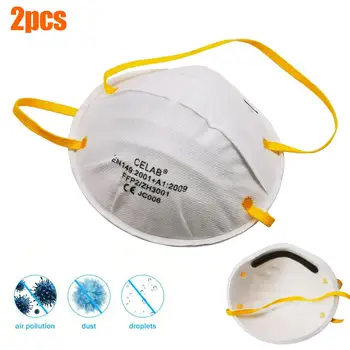 

2Pcs Disposable Mouth 95% Filtration Non-woven Fabric Protective Face Mask Cup Type Breathable Anti Dust Fog Air Pollutant Masks