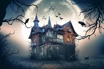 

Forest castle flying bats photo backgrounds cloth Halloween photography backdrops for kids photo studio props photocall HA-367