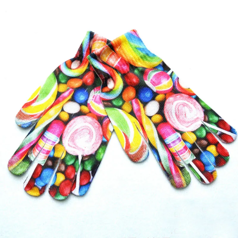 Lollipops Горячая 3D печать животных наручные мужские перчатки зимние теплые перчатки с сенсорным экраном женские полный палец рождественские рукавицы подарочные аксессуары - Цвет: Lollipops