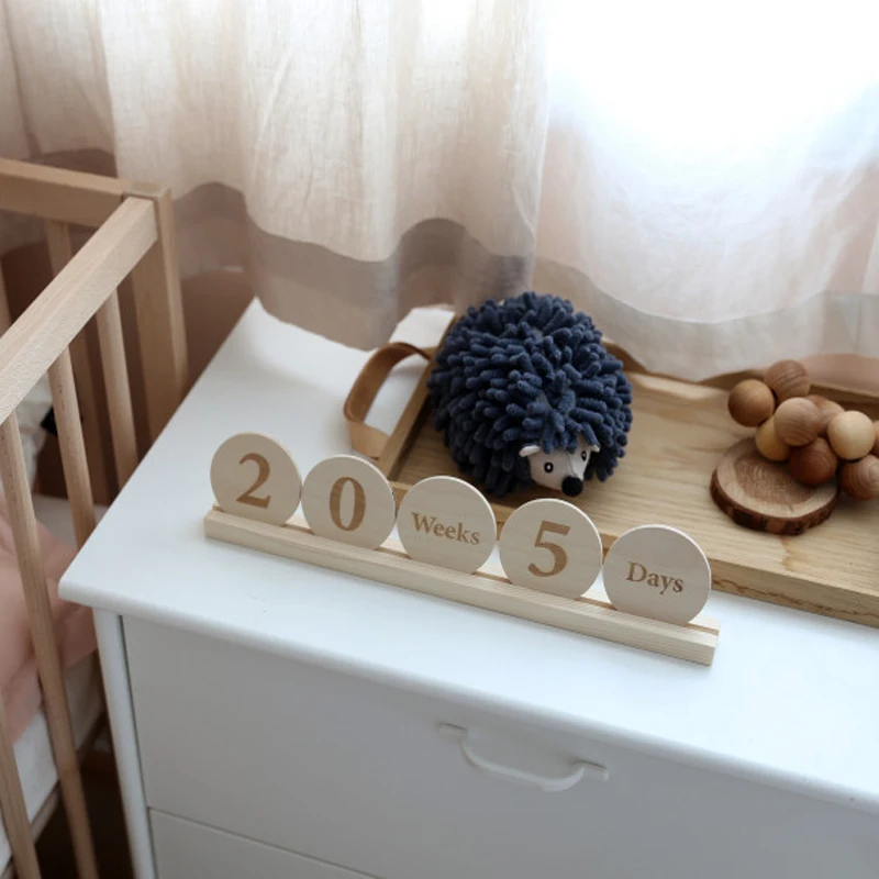 

40Pcs Baby Wood Milestone Age Blocks Days Weeks Months Years Blocks Newborn Infant Keepsake Gifts Nursery Room Decor Photo Props