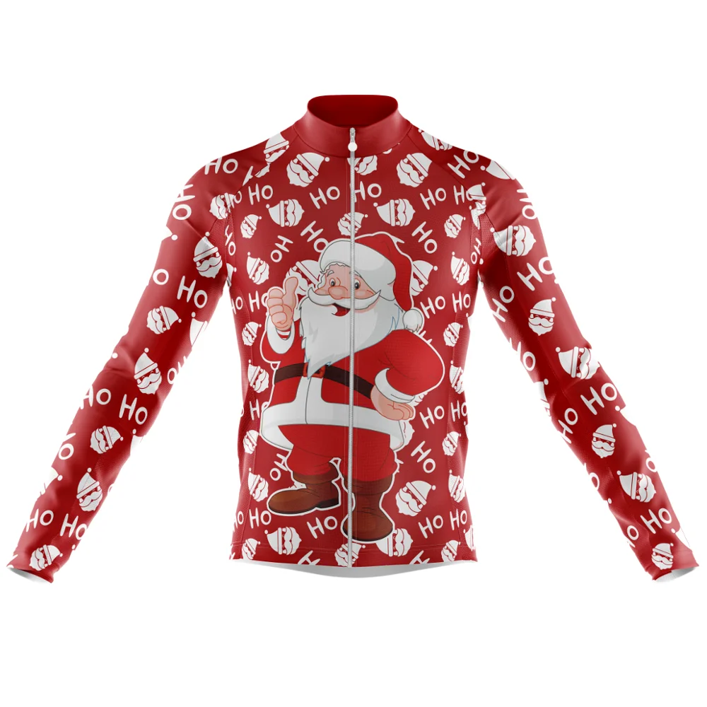 

2022 New Christmas Men's Cycling Jersey Funny Santa Claus Print Spring Autumn Winter Long Sleeve Bike Shirt Red Bicycle Clothing
