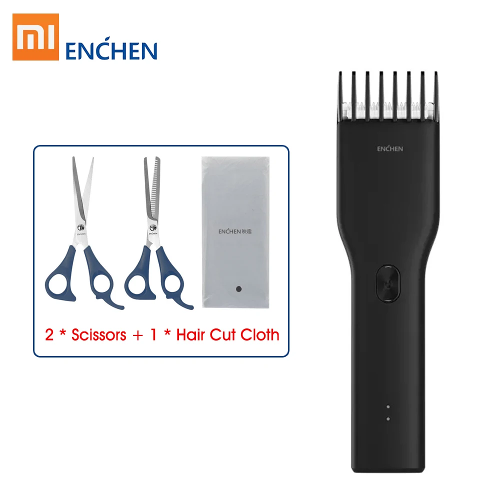 Черный Xiaomi ENHCEN Boost триммер для волос USB зарядное устройство электрическая машинка для стрижки волос нано керамическая машинка для стрижки волос для детей и взрослых - Цвет: Черный