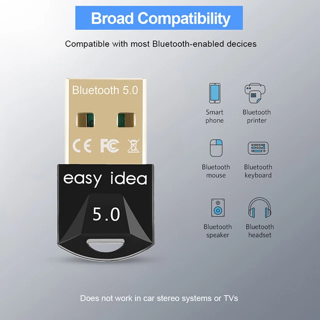 Adapter Bluetooth 5.0 Mini USB wtyczka Bluetooth komputer USB odbiornik Bluetooth Audio muzyka Bluetooth 5.0 nadajnik na PC 4