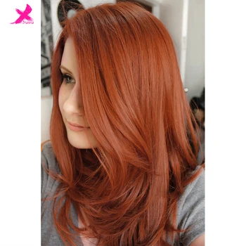 

Xnaira Natural Black Synthrthic Middle Part Synthetic Wigs Auburn Soft Synthetic Wig for Women Short Straight Black Red Hair Wig