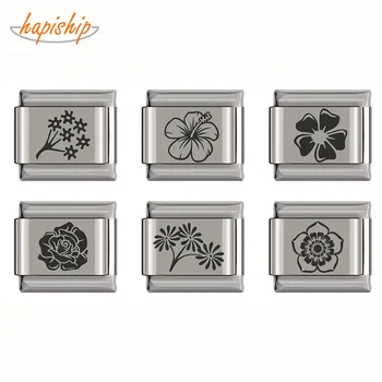 

Hapiship 1Pcs 9mm Width Original Daisy Sweet Flower Charm Links Fit 9mm Bracelet Stainless Steel Jewelry Making DJ200