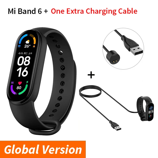 Multi-language Xiaomi Mi Band 6 Smart Bracelet 1.56"AMOLED Screen miBand 6 Heart Rate Fitness Traker Bluetooth 5ATM Waterproof 