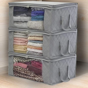 

Folding Fabric Storage Box Dirty Clothes Collecting Case With Zipper For Toys Quilt Storage Box Clear Moisture-proof Organizer