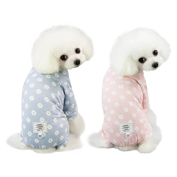 

Soft Cotton Dog Pajamas Floral Flower Pattern Pet Clothes For Small Medium Dogs Cats Puppy Pyjamas Vest Sleepwear Blue and Pink