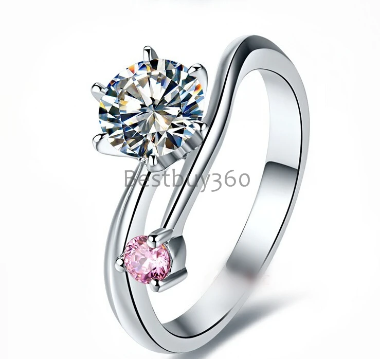 

1 carat 925 sterling silver ring SONA diamant double diamond wedding aniversary ring (YD)