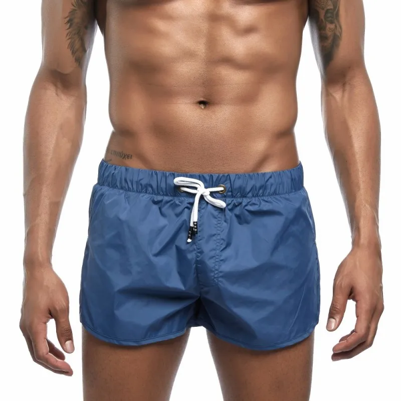 Hot Selling Men's Beach Shorts Polyester Quick-drying Sports Casual Shorts Simple Type Surfing& Beach Shorts - Цвет: Blue Grey
