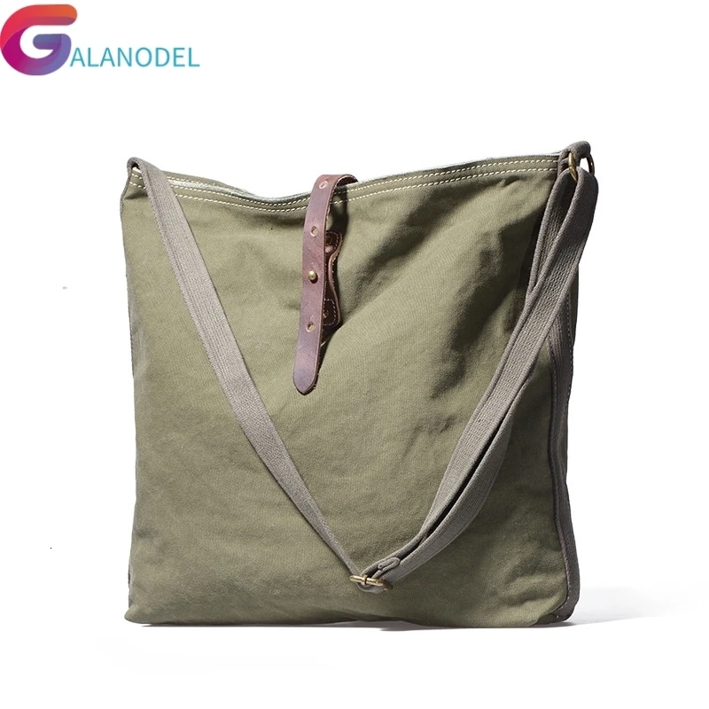 

GALANODEL Slant Canvas Single Shoulder Men's Simple Bag Large Tote Bag