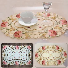 

White Floral Lace Placemat Doily Embroidered Dining Bar Serving Tableware Decor Rectangular/ Oval Table Decoration Kitchen Tools