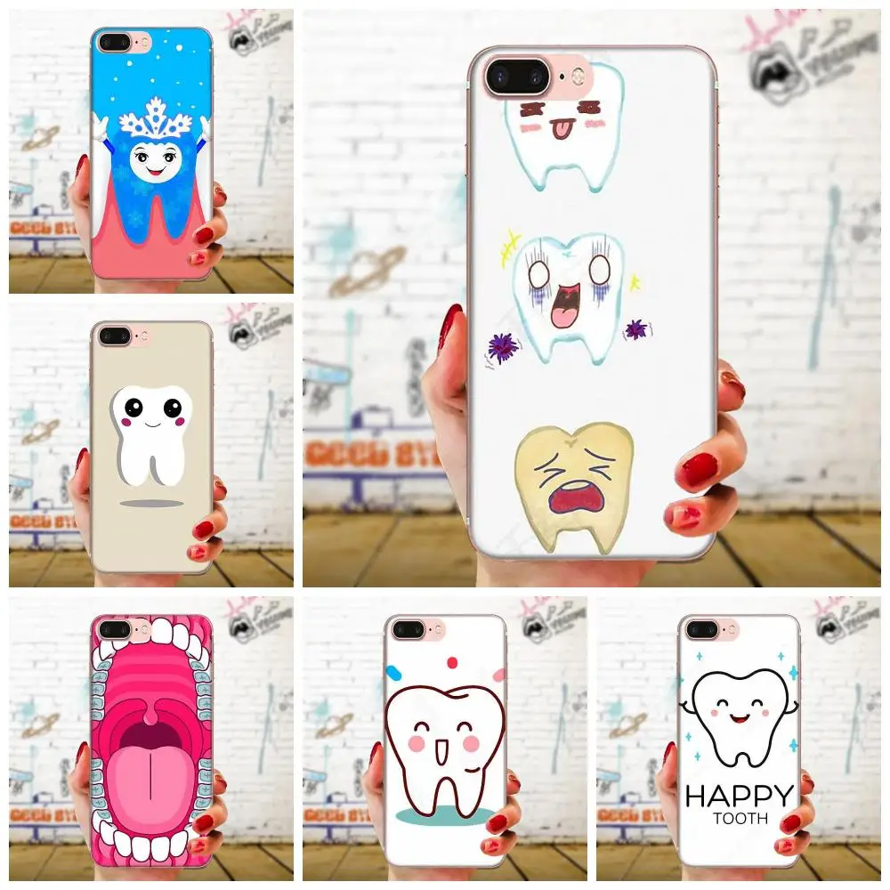 Прозрачные чехлы из ТПУ для Xiaomi Redmi Mi 4 7A 9T K20 CC9 CC9e Note 7 9 Y3 SE Pro Prime Go Play с милыми зубами