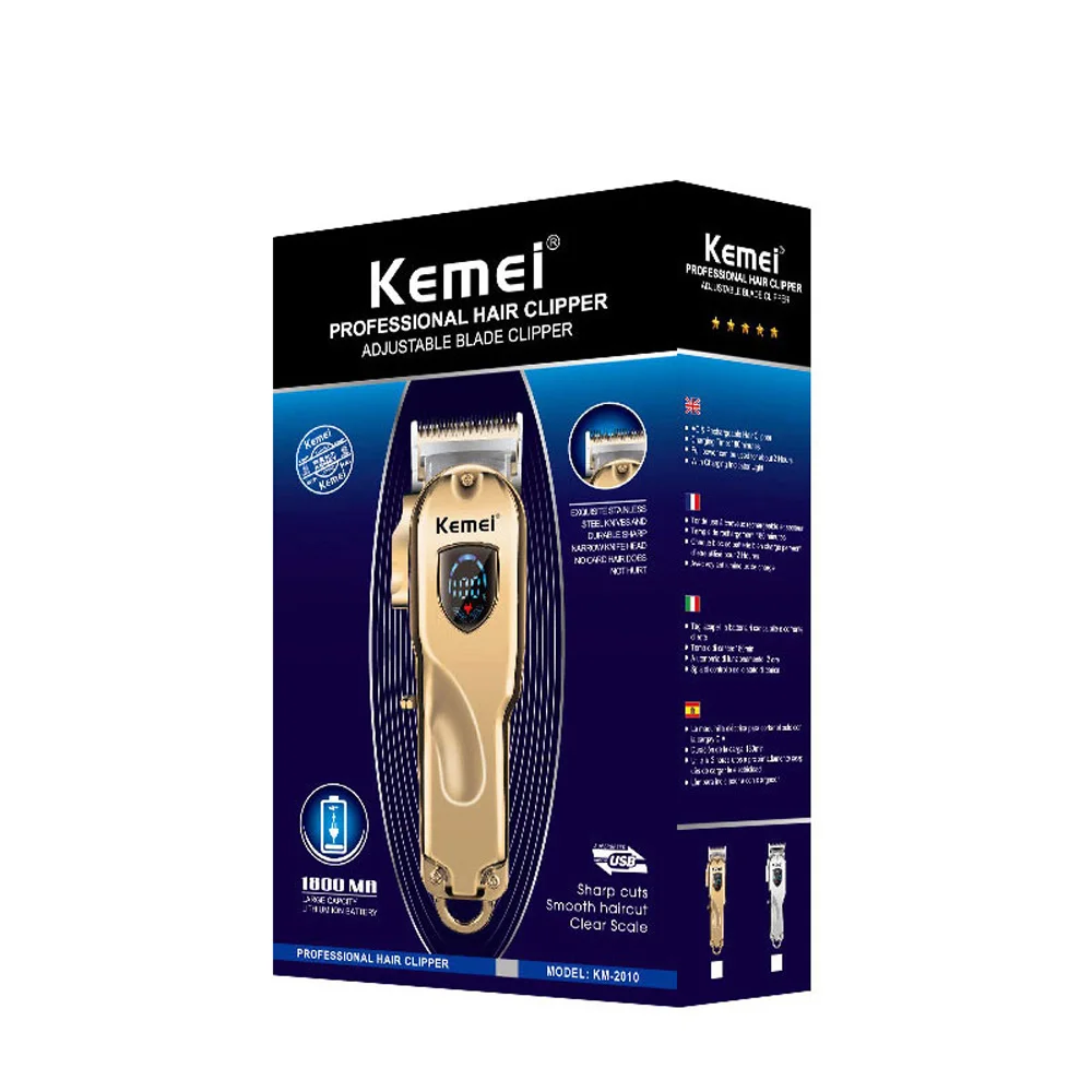 

Newest Kemei Hair Trimmer KM-2010 4 Lever Blade Adjustment LCD Display Cordless Hair Cutter Barber Clipper Beard Trimer Pro 2020