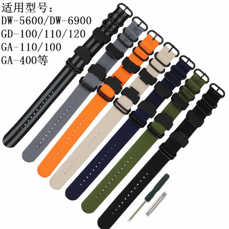 Adattatori Per Kit Cinturino Cinturino In Nylon Per Conversione Hd (16Mm) Per Casio Gshock Mil-Shock 5600 Gwm5610 Dw6600 Gw6900 2310 G100