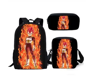 

School Backpack 3PC/Set Dragon Ball/Son Goku Bookbag Schoolbag Baby Kids Notebook Student Male Satchel Daypack Rucksack