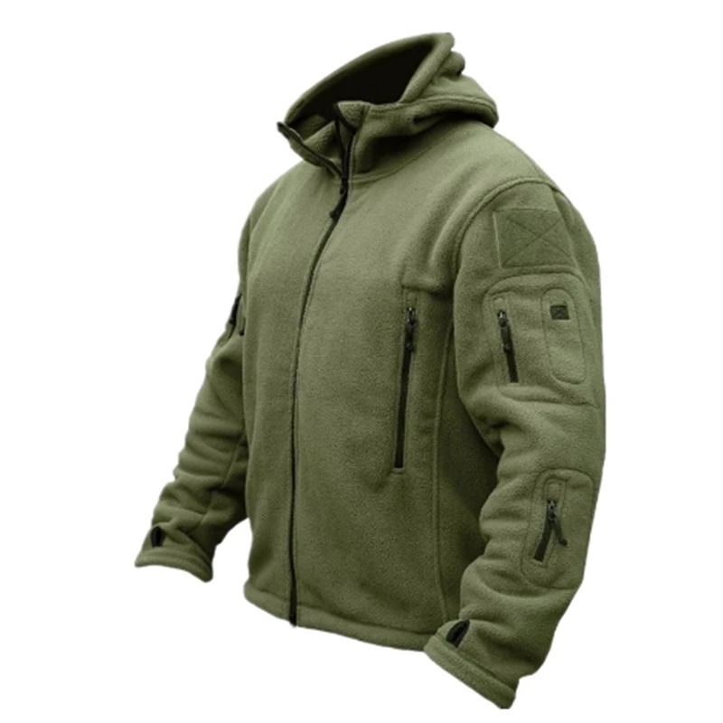 Outdoor Jackets Men Military Style Winter Thermal Fleece Tactical Jacket Outdoors Sports Hooded Coat Dark Green Softshell Hiking | Мужская