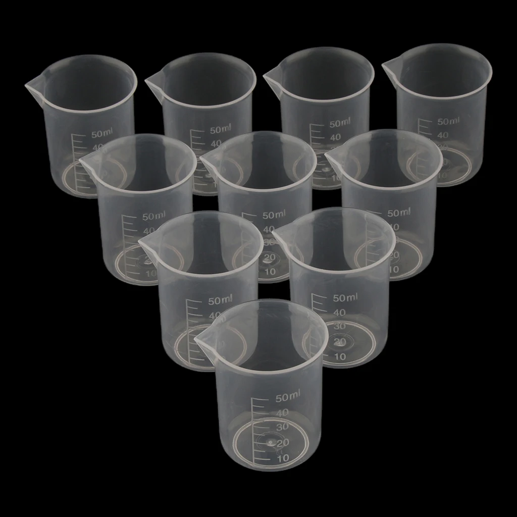 20 Pcs 50ml Reusable Plastic Measuring Cups Lab Graduated Beakers Measuring Jugs, Premium, Durable