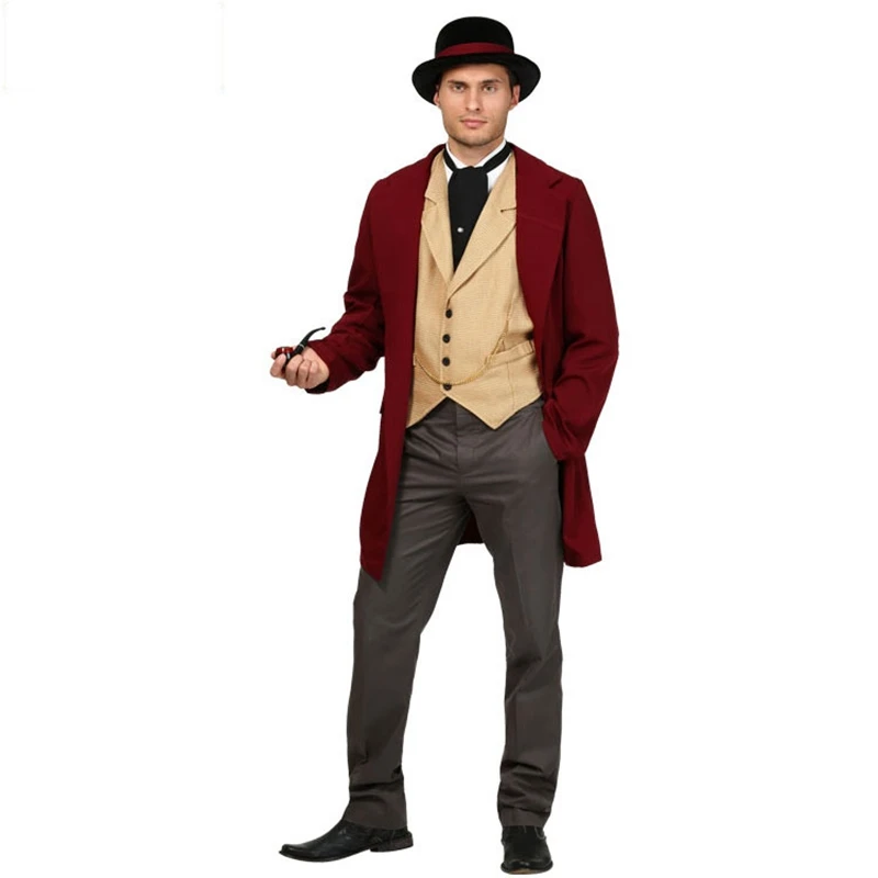 Halloween Men's TV Show Clothing with Suspenders Hat Costumes Set For Man Party Cosplay Waiter Casino Gambler |