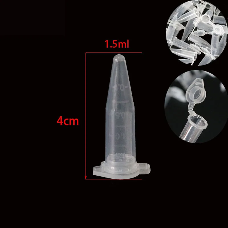 Transparent Plastic Test Tube Centrifuge Management Unit Container Lid for Laboratory Samples School Stationery 1.5 Ml 50 pcs plastic test tubes centrifuge tube