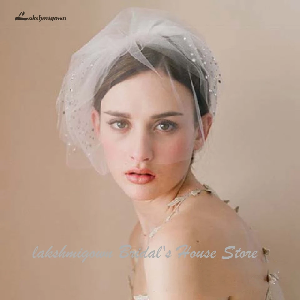 Lakshmigown короткая фатиновая блестящая вуаль, белые свадебные аксессуары для свадьбы свадебный вуаль с расческой свадебная фата